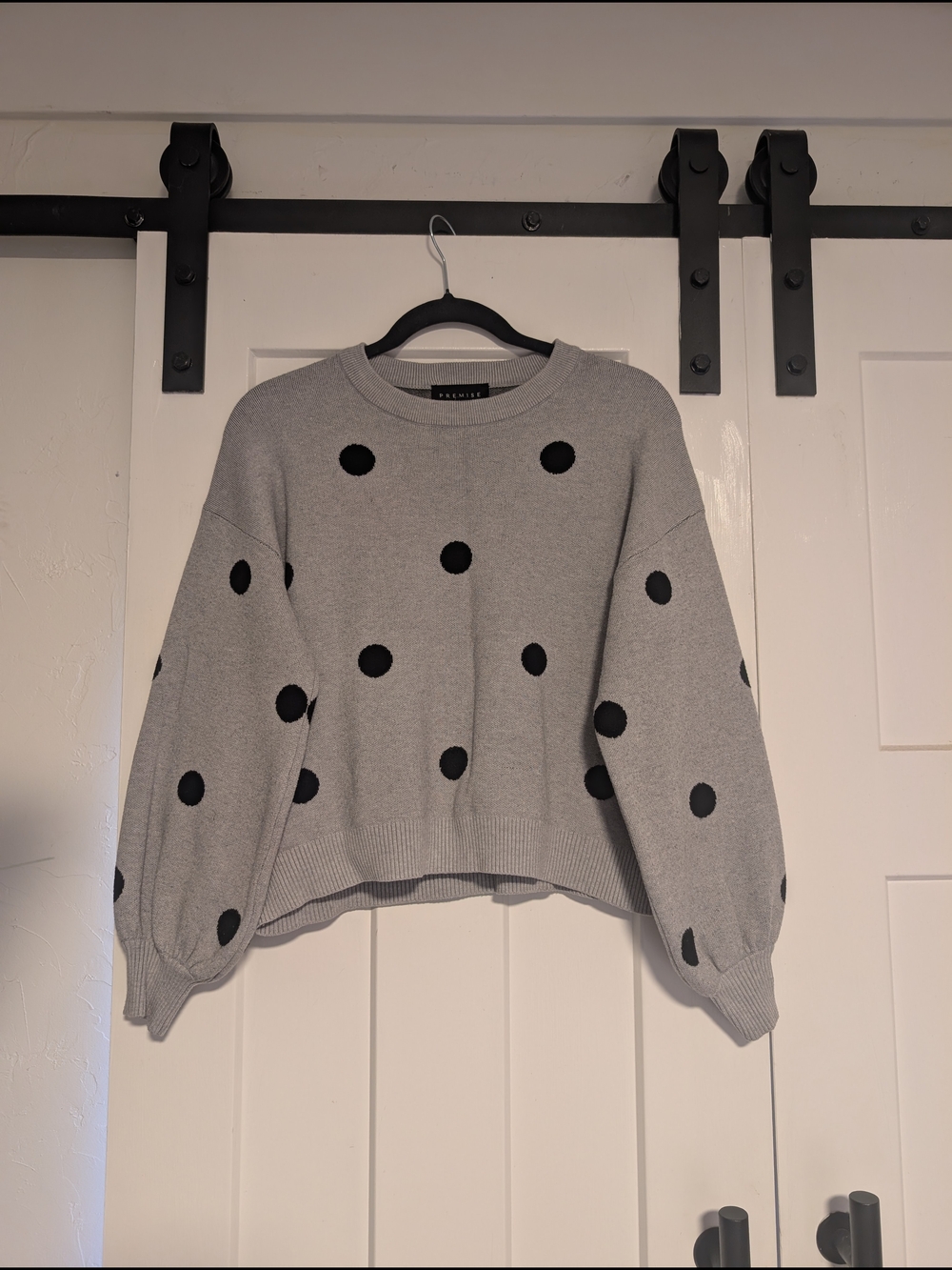 Oversized Grey Sweater With Polka Dots Size Small